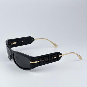 Fendi FE40120I 01A SHADOW Men BRAND NEW Sunglasses Oval Black Smoke Grey